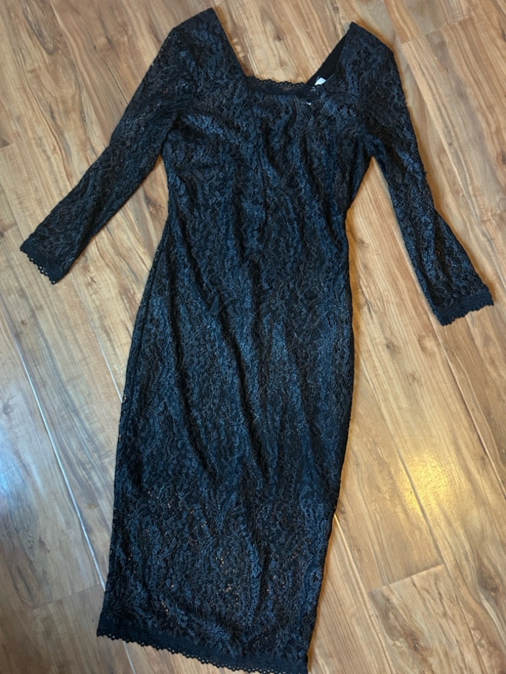 Lace Romantic Whimsigoth Black Fitted Long Sleeve